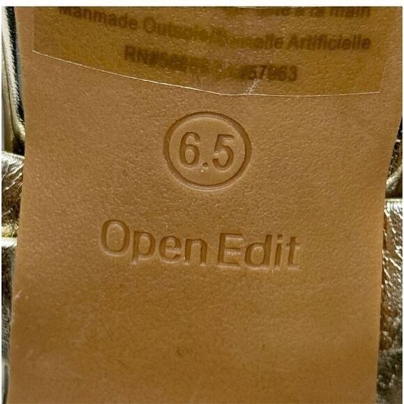 Open Edit Sandals Size 6.5 Gold Metallic Twisted Double Strap‎ Slip On Heels - Picture 7 of 9